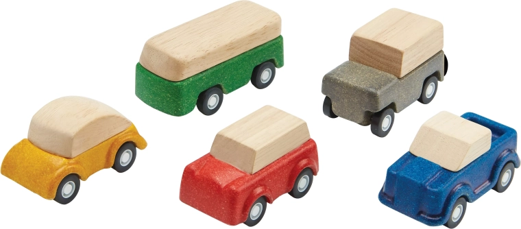 PlanToys PlanWorld mediniai automobiliukai – 5 transporto priemonių rinkinys
