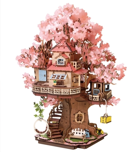 RoboTime Rolife medinė 3D dėlionė „Sakura“ namelis medyje