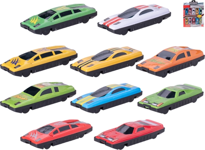 Metalinių automobiliukų rinkinys 7 cm – 10 vnt. su laisva eiga