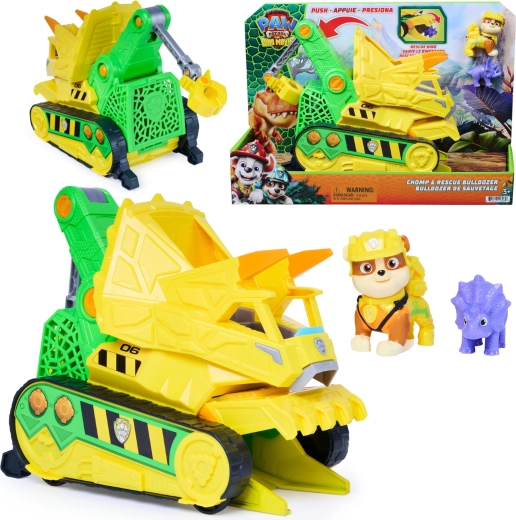 Spin Master PAW Patrol: The Mighty Movie – Dino Rescue: Rubble’s Chomp & Rescue Bulldozer 23 cm with figures