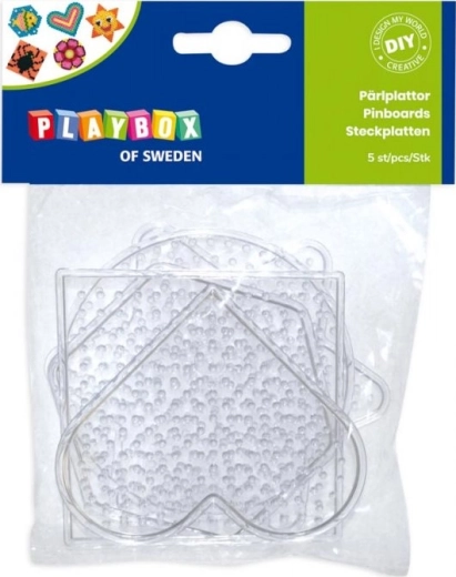 PLAYBOX padėkliukai lyginamiems karoliukams – formų rinkinys, 5 vnt.