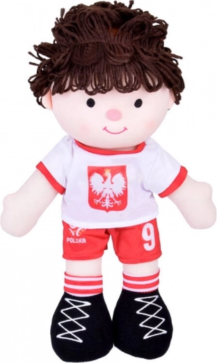 Medžiaginė pliušinė lėlė futbolininkas su Lenkijos marškinėliais