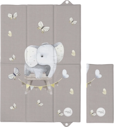 Ceba Baby kelioninis sulankstomas vystymo kilimėlis 60 × 40 cm basic little elephant
