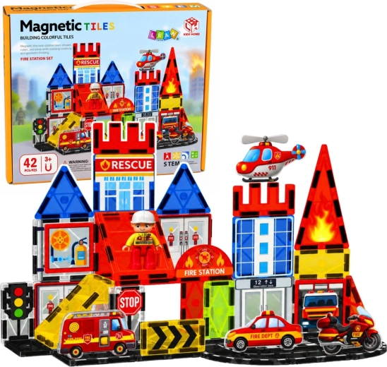 Magnetinės konstravimo kaladėlės „Gaisrinė“ – 42 dalys