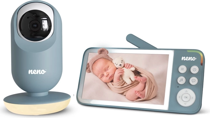 Neno Vedo video baby monitor with 5" monitor and pan-and-tilt camera, Blue