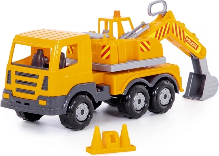 Plastikinis ekskavatorius Auto Prestíž 43 cm – pasukama strėlė ir mechaninis kaušas