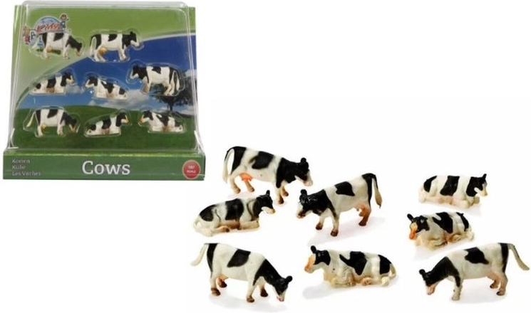 Cow Figures 1:87 Black and White, 8 pcs
