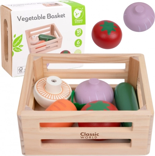 Classic World Wooden Basket with Vegetables