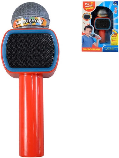 Vaikiškas karaoke mikrofonas su LED šviesa, maitinamas baterijomis, raudonas – 1 vnt.