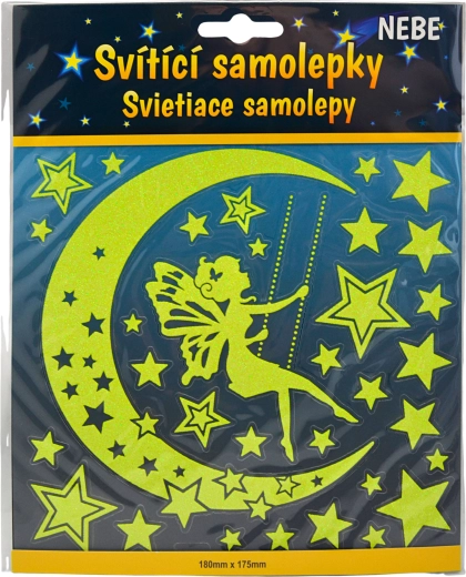 Šviečiančios žvaigždžių ir mėnulio lipdukai su fėja