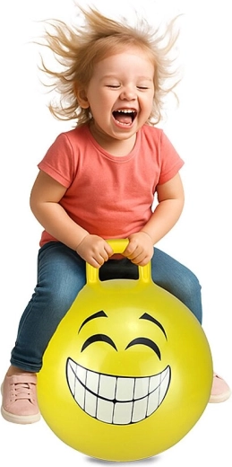 Šokinėjimo kamuolys HoppyDoo Smile geltonas 45 cm su pompa