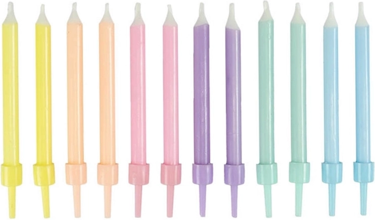 Pastel Birthday Candles 12 pcs 6 cm