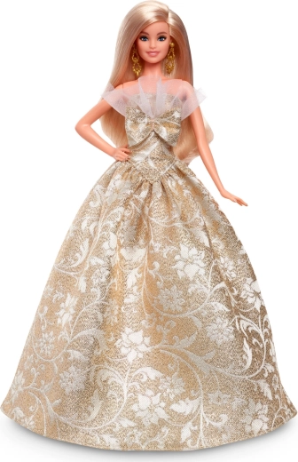 Festive gold-and-white gown