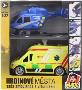 Ambulance and Helicopter Rescue Set with Lights and Sounds