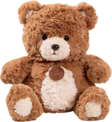 Pliušinis meškiukas su medalionu, rudas, 25 cm