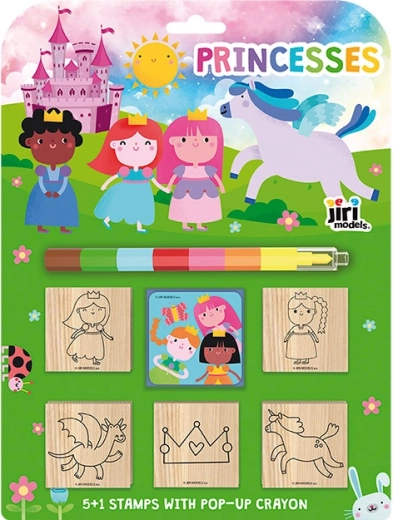 Princesses Stamps 5+1 with Multi-color Crayon