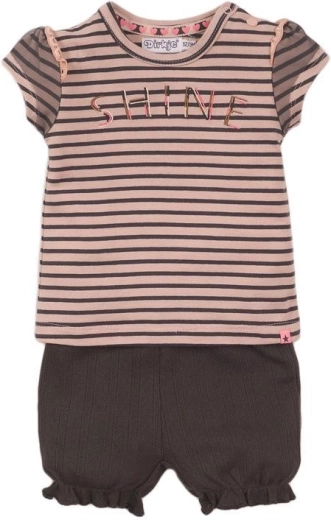Dirkje kids’ 2-piece set T-shirt and shorts, smokey pink/stripe/smokey grey