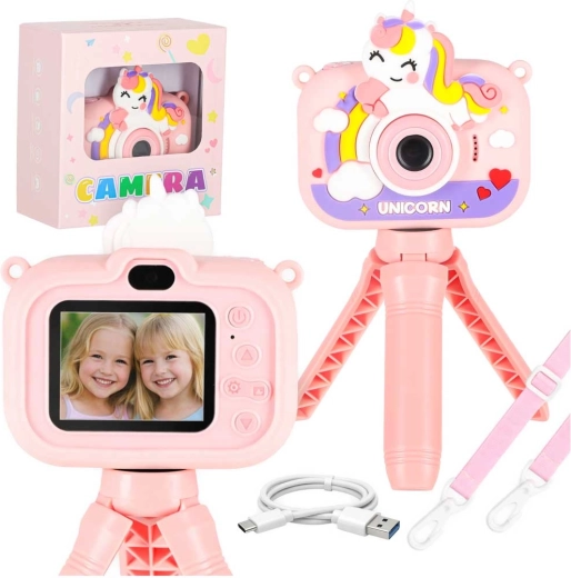 Children's digital unicorn camera with mini tripod and 8GB card