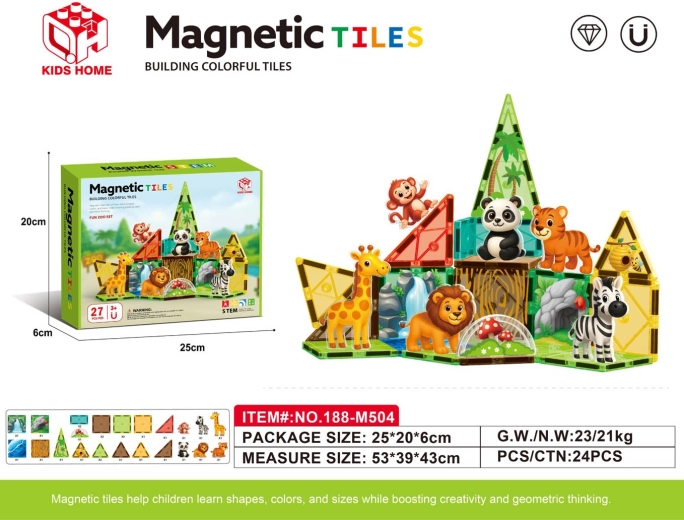Magnetinis konstruktorius ZOO, 27 dalių