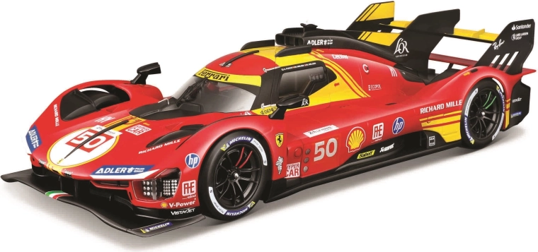 Bburago 1:18 Ferrari 499P LMH Nr. 50 24h Le Mans čempionas 2024 apsauginiame dėkle