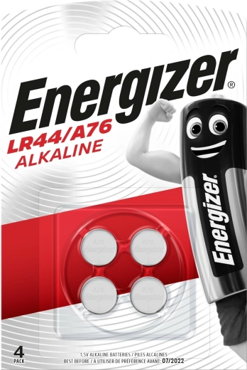 Šarminės mygtukinės baterijos ENERGIZER A76 LR44 1,5 V, 150 mAh, 4 vnt.