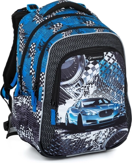 Bagmaster mokyklinė kuprinė LUMI 23 D Mėlynas automobilis