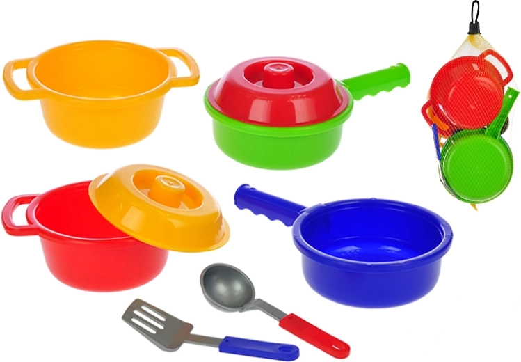 Children's kitchen cookware set, 8 pieces in mesh