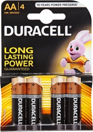 AA tipo baterijos DURACELL Basic LR6, 1,5 V, 4 vnt.