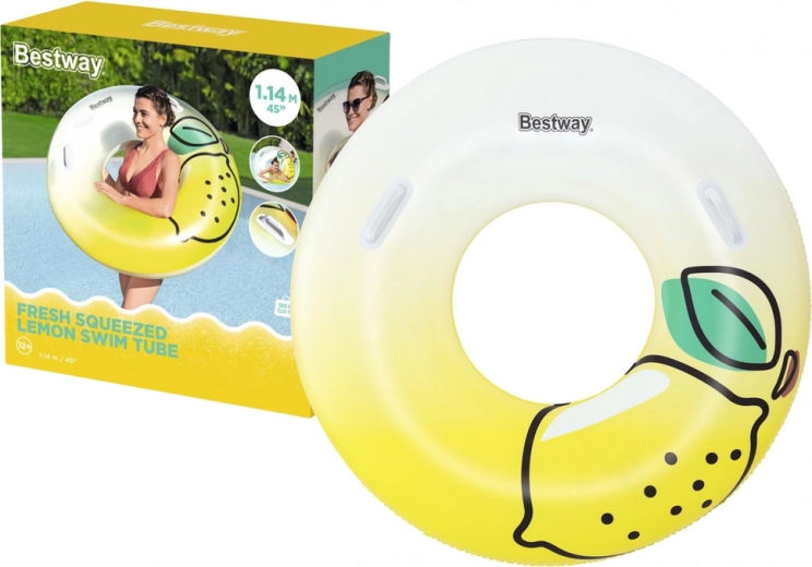Bestway pripučiamas plaukimo ratas su rankenomis, citrina, 114 cm