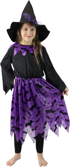 Kids’ Witch Costume with Bats and Hat – Size S