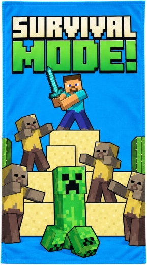 Cotton Beach Towel Minecraft Survival Mode 70 × 140 cm