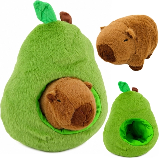 Green plush avocado with capybara 2-in-1 25 cm