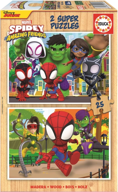 EDUCA medinės dėlionės „Spidey ir jo nuostabūs draugai“ 2x25 dalių