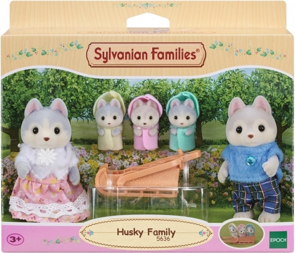 Husky Family SYLVANIAN FAMILIES – figure set with sled