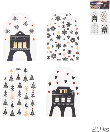 Paper Hanging Gift Tags/Name Labels – Houses (20 pcs)