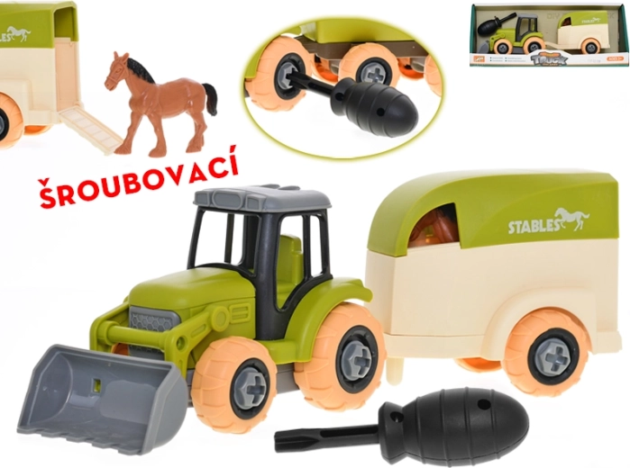 Surenkamas traktorius su priekaba ir arkliu, 26 cm