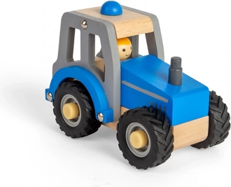Blue Wooden Tractor for Kids