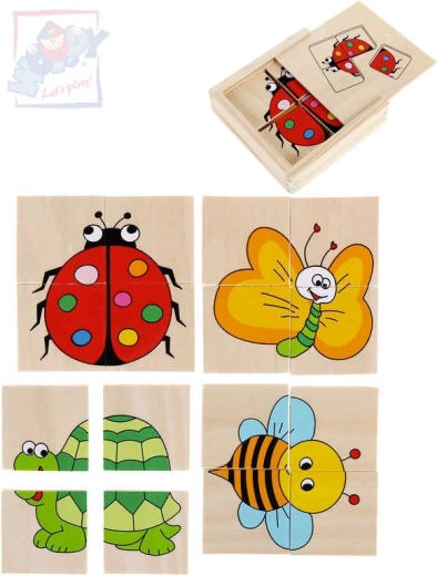 WOODY Wooden Mini Puzzles with Animals 4 in 1
