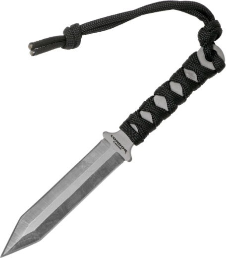 Kaklo peilis Condor Gladius 8 cm su paracordu ir plastikine dėklu
