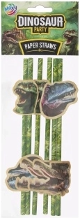 Paper straws with dinosaur motif 6 pcs