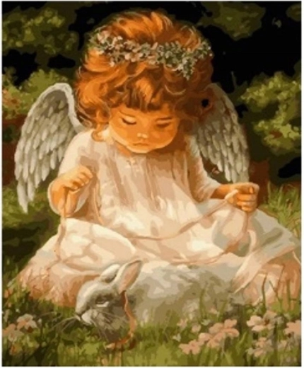 Norimpex Paint by Numbers Saint Angel with Rabbit 40 × 50 cm