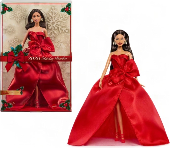 Mattel Barbie Signature kalėdinė kolekcinė lėlė 2026 raudona suknele - 1 vnt.