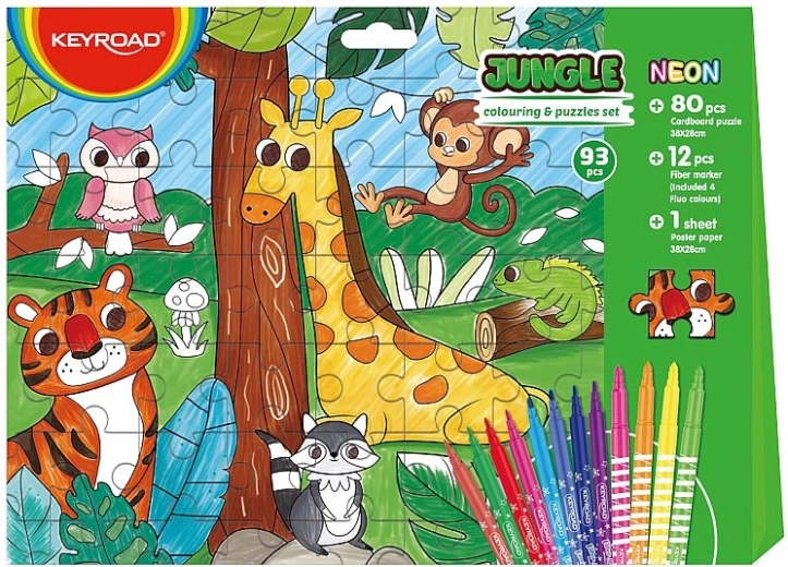 Keyroad 2-in-1 Coloring Puzzle Jungle