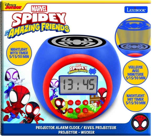 Lexibook kids' alarm clock SPIDEY with ceiling projector