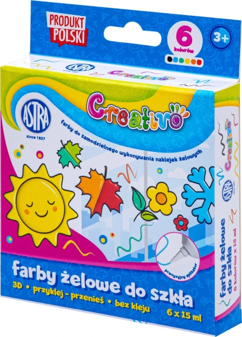 ASTRA CREATIVO gel paints for glass 6×15 ml