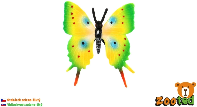 Tropical plastic Papilio butterfly, green-yellow, 5.5 cm