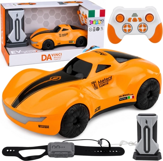 Modern RC remote-controlled car with gesture control, LED lights and smoke effect 1:16 - 1 piece