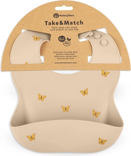 Petite&Mars silikoninis seilinukas Take&Match sand butterflies 6m+