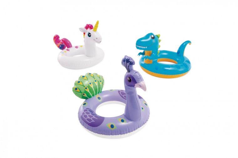 Vaikiškas pripučiamas plaukimo ratas-žaislas 86 × 58 cm (lama, vienaragis, dinozauras)