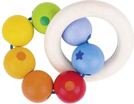 Heimess wooden hand rattle two rings